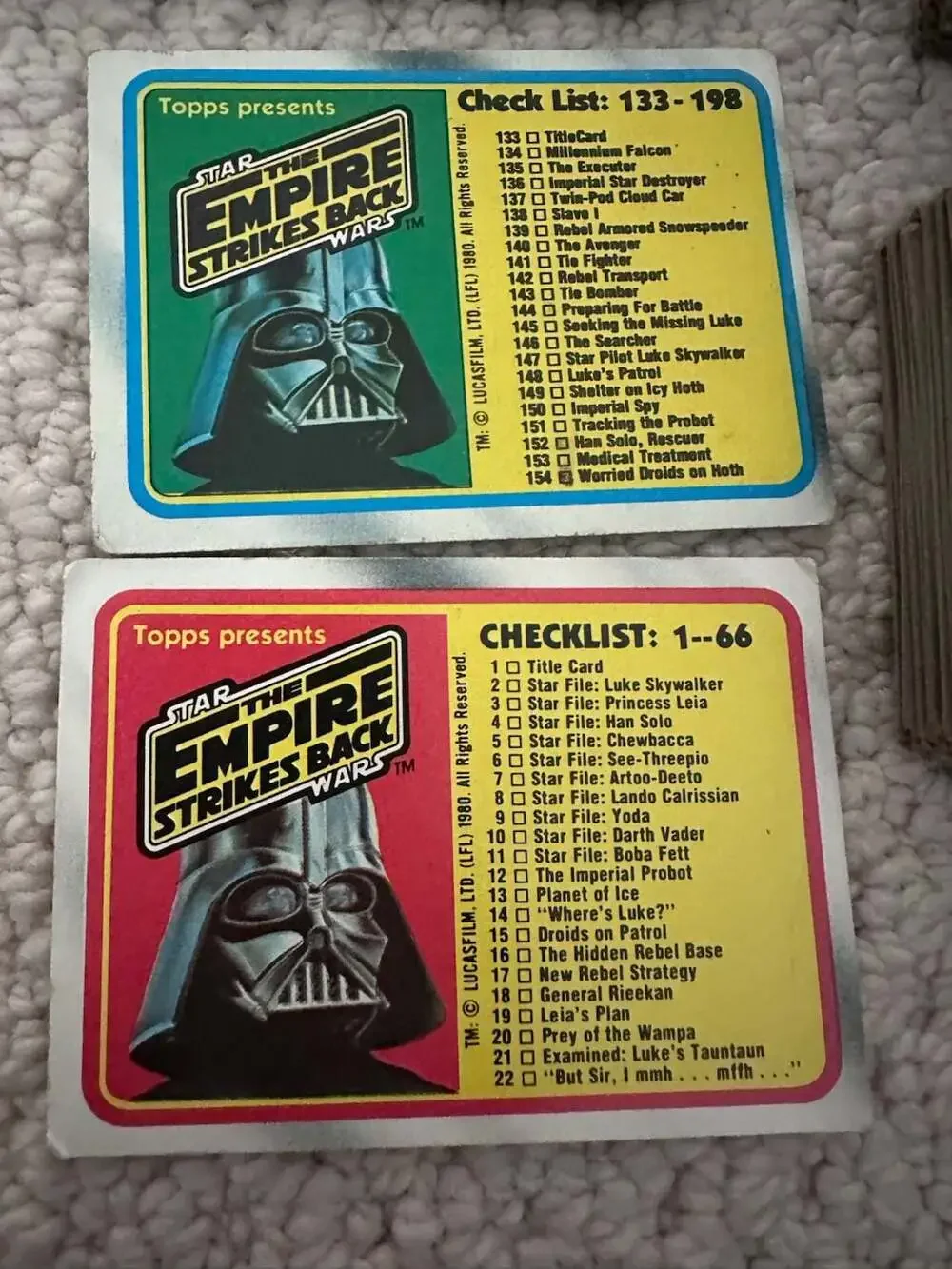 1980 Topps Star Wars The Empire Strikes Back ~144 Trading Card Collection